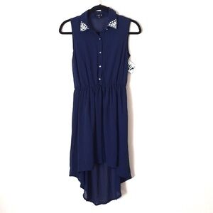 Itro high low shirtdress w/ jewel collar